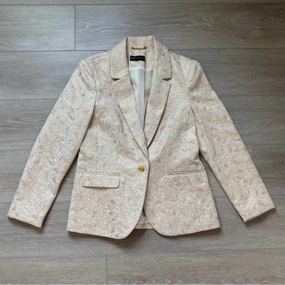 Vintage Cream & Gold Jacquard Blazer
